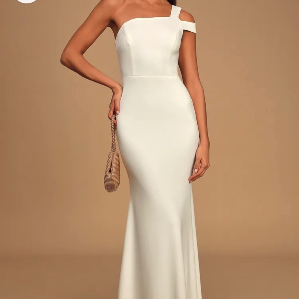 Make an Entrance White One-Shoulder Mermaid Maxi Dress Lulus Dress
